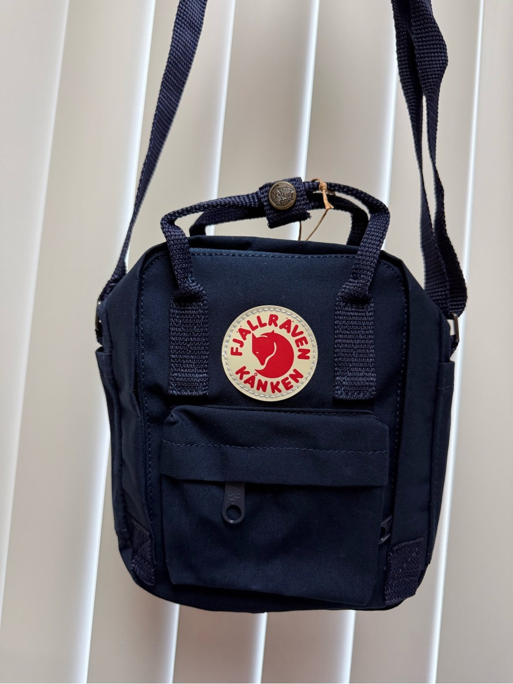 Fjallraven Kanken Mini Crossbody Bag in Dark Blue with Red Logo - Picture 3 of 5